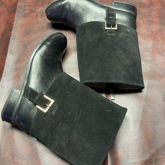 Trotters Limona black leather and suede boots with buckle, size 5 1/2 med - Picture 10 of 12